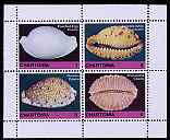 Chartonia (Fantasy) Cowrie Shells perf sheetlet containing 4 values unmounted mint, stamps on , stamps on  stamps on shells, stamps on  stamps on marine life