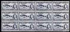 Newfoundland 1937 KG6 Coronation Codfish 1c (line perf 13.5 from 'long' KG6 Coronation set) unmounted mint block of 12, one stamp with 'fish hook flaw' R1/7, SG 257cb, stamps on fish, stamps on cod, stamps on , stamps on  kg6 , stamps on , stamps on coronation