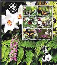 Congo 2004 Butterflies large perf sheet containing 6 values (each with Orchid & Scout Logo), unmounted mint, stamps on , stamps on  stamps on butterflies, stamps on  stamps on flowers, stamps on  stamps on orchids, stamps on  stamps on scouts