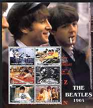 Congo 2004 The Beatles (1964) large perf sheet containing 6 values, unmounted mint