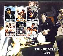 Congo 2004 The Beatles (1966) large perf sheet containing 6 values, unmounted mint, stamps on , stamps on  stamps on entertainments, stamps on  stamps on music, stamps on  stamps on pops, stamps on  stamps on personalities, stamps on  stamps on beatles