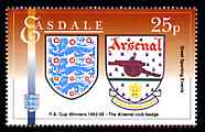 Easdale 1996 Great Sporting Events - Football 25p - Arsenal Club Badge Winners of 1992-93 FA Cup Final, unmounted mint, stamps on , stamps on  stamps on football, stamps on  stamps on sport