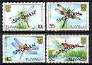Tuvalu 1983 Dragonflies perf set of 4 overprinted SPECIMEN, unmounted mint SG 217-20s, stamps on insects, stamps on dragonflies