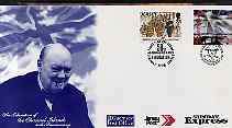 Channel Islands 1995 50th Anniversary of Liberation illustrated Churchill cover bearing Jersey 23p & Guernsey 24p with special cancellations, stamps on , stamps on  stamps on churchill, stamps on  stamps on  ww2 , stamps on  stamps on police