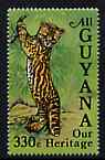 Guyana 1985 Ocelot 330c value (from Wildlife set) unmounted mint SG 1449A*, stamps on cats