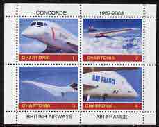 Chartonia (Fantasy) Concorde 1969-2003 perf sheetlet containing 4 values unmounted mint, stamps on , stamps on  stamps on aviation, stamps on  stamps on concorde