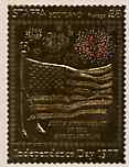 Staffa 1977 Independence Day A38 (Flag & Fireworks) embossed in 23k gold foil (Rosen #509) unmounted mint, stamps on , stamps on  stamps on americana, stamps on  stamps on flags, stamps on  stamps on fireworks