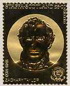 Staffa 1982 US Presidents \A38 Zachary Taylor embossed in 22k gold foil from a limited printing unmounted mint, stamps on personalities, stamps on constitutions, stamps on americana, stamps on  usa , stamps on presidents, stamps on usa presidents, stamps on 