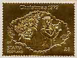 Staffa 1979 Christmas \A38 perf label (showing Tree & Harp) embossed in 23 carat gold foil (Rosen #733) unmounted mint, stamps on christmas, stamps on trees, stamps on harps
