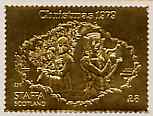 Staffa 1979 Christmas A38 perf label (showing Tree & Harp) embossed in 23 carat gold foil (Rosen #733) unmounted mint, stamps on , stamps on  stamps on christmas, stamps on  stamps on trees, stamps on  stamps on harps