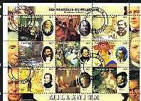 Chad 2000 Millennium - Composers perf sheetlet containing 9 values, cto used, stamps on , stamps on  stamps on music, stamps on  stamps on millennium, stamps on  stamps on brahms, stamps on  stamps on strauss, stamps on  stamps on pagonini, stamps on  stamps on schubert, stamps on  stamps on mozart, stamps on  stamps on verdi, stamps on  stamps on puccini, stamps on  stamps on wagner, stamps on  stamps on arts, stamps on  stamps on dancing, stamps on  stamps on personalities, stamps on  stamps on mozart, stamps on  stamps on music, stamps on  stamps on composers, stamps on  stamps on masonics, stamps on  stamps on masonry, stamps on  stamps on 