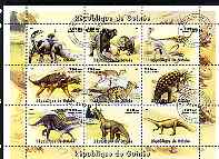 Guinea - Conakry 1998 Dinosaurs #1 perf sheetlet containing 9 values cto used, stamps on , stamps on  stamps on dinosaurs