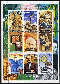 Guinea - Conakry 1998 Events of the 20th Century 1900-1909 perf sheetlet containing 9 values (one with Rotary Logo) cto used, stamps on millenium, stamps on rotary, stamps on picasso, stamps on cars, stamps on marconi, stamps on chess, stamps on einstein, stamps on science, stamps on physics, stamps on scouts, stamps on motorbikes, stamps on personalities, stamps on einstein, stamps on science, stamps on physics, stamps on nobel, stamps on maths, stamps on space, stamps on judaica, stamps on atomics