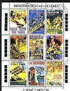 St Thomas & Prince Islands 1995 Movie Posters perf sheetlet containing 9 values cto used, stamps on films, stamps on movies, stamps on wild west, stamps on americana, stamps on 