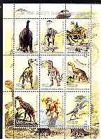 Madagascar 1999 Dinosaurs #2 perf sheetlet containing complete set of 9 values cto used, stamps on , stamps on  stamps on dinosaurs