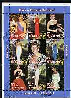 Burkina Faso 1997 Princess Diana #2 perf sheetlet containing 9 values (various portraits) cto used, stamps on royalty, stamps on diana