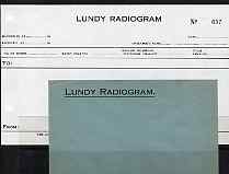 Cinderella - Lundy 19?? Radiogram form (unused)  plus special envelope both inscribed Lundy Radiogram rare, stamps on lundy, stamps on communications