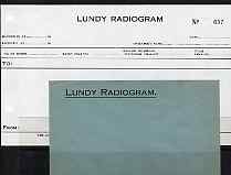 Cinderella - Lundy 19?? Radiogram form (unused)  plus special envelope both inscribed 'Lundy Radiogram' rare, stamps on lundy, stamps on communications