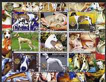 Kyrgyzstan 2004 Dogs - Whippets perf sheetlet containing 9 values each with Rotary Logo, cto used, stamps on dogs, stamps on whippets, stamps on rotary