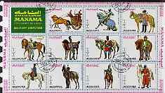 Manama 1972 Military Uniforms perf set of 11 cto used, Mi 1008-1018A, stamps on animals, stamps on horses, stamps on militaria, stamps on uniforms