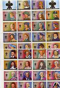 Ajman 1972 Kings & Queens of France perf set of 34 cto used, Mi 1470-1503A