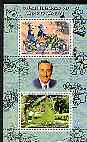 Somalia 2004 75th Birthday of Mickey Mouse #21 - Motorcycle & Dragon perf sheetlet containing 2 values plus label, fine cto used, stamps on , stamps on  stamps on disney, stamps on  stamps on motorbikes, stamps on  stamps on dragons