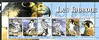 Benin 2003 Falcons perf sheetlet containing 6 values cto used, stamps on , stamps on  stamps on birds, stamps on  stamps on birds of prey, stamps on  stamps on falcons