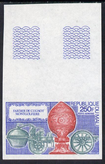 Mali 1972 Montgolfier's Balloon 250f unmounted mint imperf single (as SG 323), stamps on , stamps on  stamps on aviation    balloons