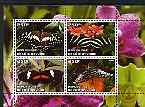Ivory Coast 2004 Butterflies & Orchids perf sheetlet containing set of 4 values cto used, stamps on butterflies, stamps on orchids, stamps on flowers