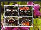 Ivory Coast 2004 Butterflies & Orchids perf sheetlet containing set of 4 values cto used, stamps on , stamps on  stamps on butterflies, stamps on  stamps on orchids, stamps on  stamps on flowers