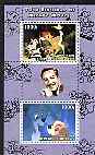 Benin 2004 75th Birthday of Mickey Mouse - Lady & the Tramp perf sheetlet containing 2 values plus label, fine cto used, stamps on disney, stamps on films, stamps on movies, stamps on cinema