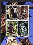 Benin 2004 Owls #2 perf sheetlet containing 4 values cto used, stamps on birds, stamps on birds of prey, stamps on owls
