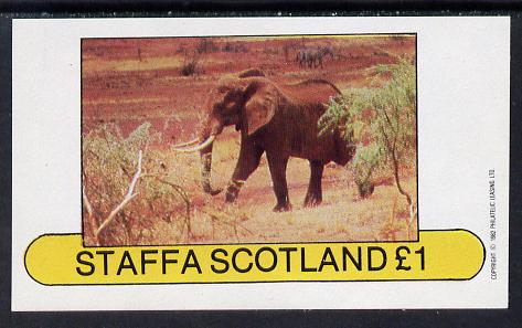 Staffa 1982 Elephant imperf souvenir sheet (Â£1 value) unmounted mint, stamps on , stamps on  stamps on animals    elephant