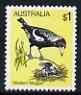 Australia 1980-82 Black-backed Magpie $1 from 2nd Birds def set unmounted mint, SG 740*, stamps on birds