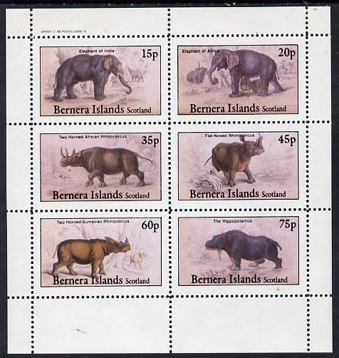 Bernera 1982 Animals (Elephants, Hippo etc) perf set of 6 values (15p to 75p) unmounted mint, stamps on animals    elephant