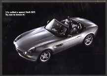 Postcard - Publicity postcard showing BMW Z8 as seen in James Bond film 'The world is not Enough', unused and pristine, stamps on cars, stamps on bmw, stamps on movies, stamps on films, stamps on  spy , stamps on cinena