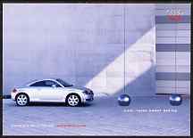 Postcard - Publicity postcard showing Audi TT Coup, unused and pristine, stamps on cars, stamps on audi