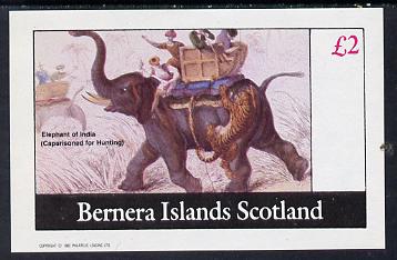 Bernera 1982 Indian Elephant imperf deluxe sheet (Â£2 value) unmounted mint, stamps on , stamps on  stamps on animals    elephant