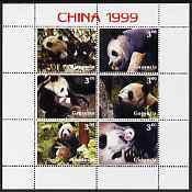 Gagauzia Republic 1999 Pandas perf sheetlet containing set of 6 values complete with China '99 in Margin, unmounted mint, stamps on animals, stamps on panda, stamps on bears, stamps on stamp exhibitions