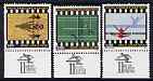 Israel 1979 11th Hapoel Games perf set of 3 with tabs unmounted mint, SG 753-55, stamps on sport, stamps on weights, stamps on tennis, stamps on gymnastics, stamps on weightlifting, stamps on  gym , stamps on gymnastics, stamps on 