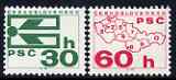 Czechoslovakia 1976 Postal Code Campaign set of 2 coil stamps unmounted mint, SG 2302-03, stamps on , stamps on  stamps on postal, stamps on  stamps on maps