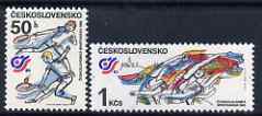 Czechoslovakia 1985 National Spartakiad set of 2 unmounted mint, SG 2785-86, stamps on , stamps on  stamps on sport, stamps on  stamps on tennis, stamps on  stamps on gymnastics, stamps on  stamps on  gym , stamps on  stamps on gymnastics, stamps on  stamps on 