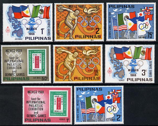 Philippines 1968 Olympic Games the unissued set of 8 values unmounted mint (see note after SG 1071), stamps on 