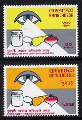 Bangladesh 1976 Prevention of Blindness set of 2 unmounted mint, SG 78-79, stamps on disabled, stamps on blind, stamps on medical