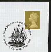 Postmark - Great Britain 2005 cover bearing special cancellation for A British Journey illustrated with Tall Ship, stamps on ships
