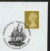 Postmark - Great Britain 2005 cover bearing special cancellation for A British Journey illustrated with Tall Ship, stamps on , stamps on  stamps on ships