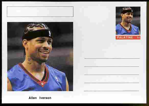 Palatine (Fantasy) Personalities - Allen Iverson (basketball) postal stationery card unused and fine, stamps on , stamps on  stamps on personalities, stamps on  stamps on sport, stamps on  stamps on basketball