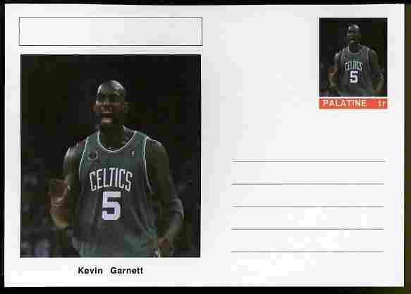 Palatine (Fantasy) Personalities - Kevin Garnett (basketball) postal stationery card unused and fine, stamps on , stamps on  stamps on personalities, stamps on  stamps on sport, stamps on  stamps on basketball