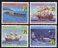 Bahamas 1999 Australia '99 Stamp Exhibition - Maritime history perf set of 4 unmounted mint, SG 1168-71, stamps on stamp exhibitions, stamps on ships, stamps on americana