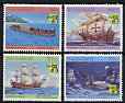 Bahamas 1999 Australia 99 Stamp Exhibition - Maritime history perf set of 4 unmounted mint, SG 1168-71, stamps on stamp exhibitions, stamps on ships, stamps on americana